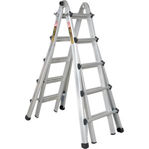 Telescoping Multi-Position Ladder - 5.5', 21', Aluminum, 300 lbs., 1A, 1A, 26.75" W x 8.75" D x 66.5" H (67.9 W X 22.2 D X 168.9 H cm), 22', 38