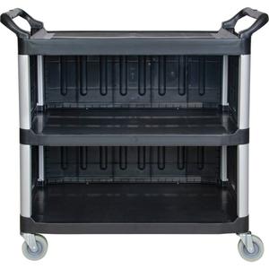 Utility Cart - 3, 250 lbs., Plastic, 19-3/4", 37-1/2", 40-1/4", Rubber, Knocked Down, 1 Year Limited