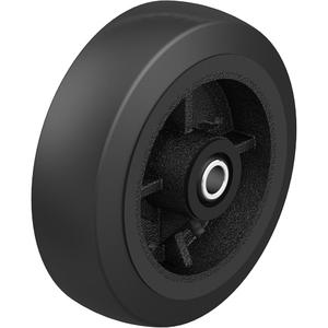 Black Rubber on Black Cast Iron Core Wheel - 12" (304.8 mm), 396.8 lbs. (180 kg), Roller, 2-1/2" (64 mm), 70 mm, 75-85 Shore A, 25.4 mm, Black