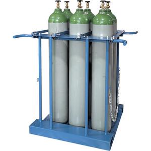 6-Cylinder Forklift Cylinder Storage Caddy - Steel, Stationary, Blue