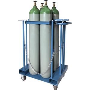 4-Cylinder Forklift Cylinder Storage Caddy - Steel, Portable, Blue, Blue Elastic