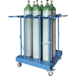 6-Cylinder Forklift Cylinder Storage Caddy - Steel, Portable, Blue, Blue Elastic