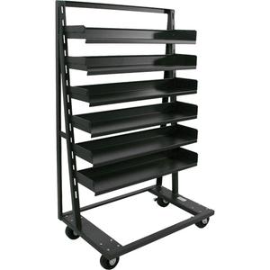 Single-Sided Heavy Duty A-Frame Cart with 6 Trays - 63", 38", 25", 2500 lbs., 5", Phenolic, Grey
