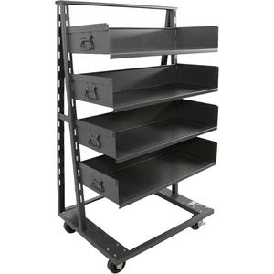 Single-Sided Heavy Duty A-Frame Cart with 4 Large Trays - 63", 38", 25", 2500 lbs., 5", Phenolic, Grey