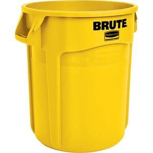 Round Brute® Containers - 20 US gal., 32 US gal., Polyethylene, Yellow, 19.5", 22.875"