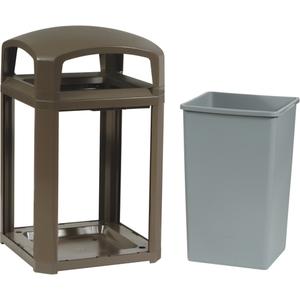 Landmark Series® Classic Container Frame With Rigid Liner - 35 US gal., Galvanized Steel, 40", 26", 26", Sable