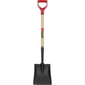 Square Point Shovel - 9-1/2" x 9-1/2", Tempered Steel, Wood, D-Grip, 43-1/2", Square Point, Wood