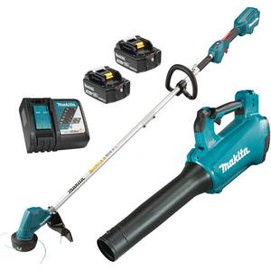 18V LXT Brushless Line Trimmer & Turbo Blower Combo Kit - 18 V, 13", Battery Powered, (1) Cordless Line Trimmer with Brushless Motor  (DUR192LZX1); (1) Cordless Turbo Blower with Brushless Motor  (DUB184Z); (2) 18V (3.0 Ah) Li-Ion Batteries BL1830B (194205-3)