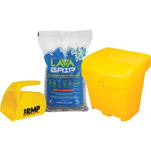 LavaGrip Traction-Aid Kit with 77 Bags - 35.3 lbs. (16 kg), Bag, 4.24 cu. ft., Yellow, Yes, 26"H x 21"L x 27"W