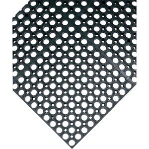 WorkSafe® No. 477 Mats - 3', 5', 7/8", Black, Natural Rubber, Wet/Dry, Drainage, Slotted, Modular Mat