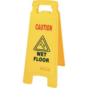 "Wet Floor" Safety Signs - 25", English with Pictogram, Plastic, Upright, 2 Sided Caution Wet Floor, 11"
