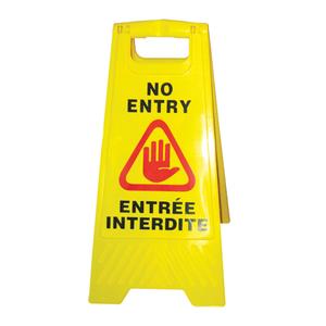 "No Entry/Entrée Interdite" Safety Sign - 24", Bilingual with Pictogram, Plastic, Upright, No Entry - Entrée Interdite, 12"