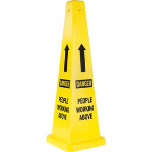 "People Working Above" Traffic Cones - 35", English with Pictogram, Plastic, Upright, Traffic Cone Pictogram, 8"
