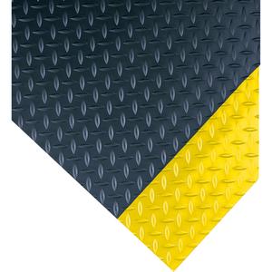 No. 385 Mats - 2', 75', 3/16", Black/Yellow, PVC, Dry, Solid, Diamond, 1 Year
