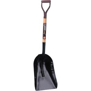 Grain & Coal Scoop Shovel - 17-3/8"  x 12", Tempered Steel, Wood, D-Grip, 27-3/4", ND079