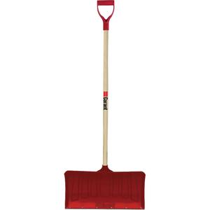 Red Snow Pusher - Polypropylene, 20-3/4", 11", 46-1/4", Wood, D-Grip, Included, ND299