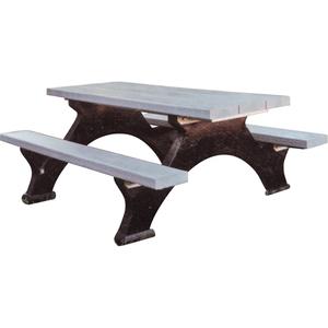 Recycled Plastic Picnic Tables - Rectangular, Black, Grey, Step Over, 8', 62-1/4", 30-7/8", Not Assembled, Grey, 6'