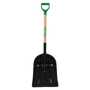 Grain & Coal Scoop Shovel - 18-1/2" x 14-1/2", Polypropylene, Wood, D-Grip, 30-1/4", ND079