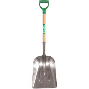 Scoop Shovel - Aluminum, Varnished Ash wood, D-Grip, 29, 18 x 13