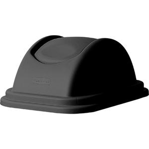 Soft Wastebasket Covers - Plastic, Dome Lid/Swing Lid, 16" x 11-5/8", 7", Black, NG979