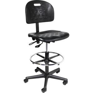 Ergonomic Industrial Shop Seating - Black, Polyurethane, 275 lbs., 44", 21", 20-1/2", 18", 17", 12"
