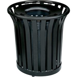 Americana Series Open-Top Waste Receptacle - 36 US gal., Steel, Black