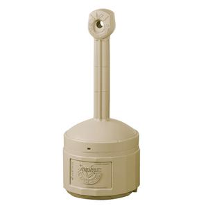 Smoker’s Cease-Fire® Cigarette Butt Receptacle - Free-Standing, 4 US gal., Plastic, 38-1/2", Adobe Beige, 16 1/2"
