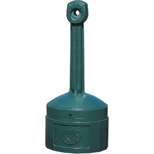 Smoker’s Cease-Fire® Cigarette Butt Receptacle - Free-Standing, 4 US gal., Plastic, 38-1/2", Forest Green, 16 1/2"