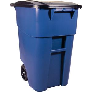 Brute® Roll Out Containers - Curbside, 50 US gal., Plastic, 36.75", 29", 23.5", Blue