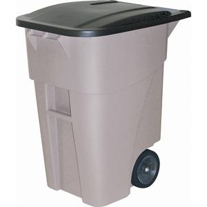 Brute® Roll Out Containers - 50 US gal., Plastic, 36.75", 29", 23.5", Grey