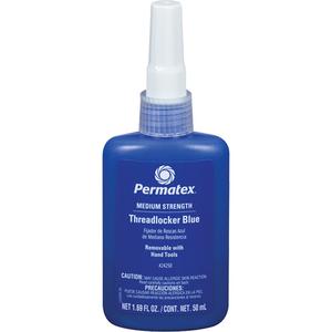 Removable Strength Threadlocker - 50 ml, Bottle, Medium, 20 min., 24 hrs., Blue, 110 in. lb. / 43 in. lb., '-54°C - 150°C (-65°F - 300°F)