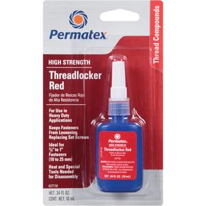 Low Viscosity Threadlocker - 10 ml, Bottle, High, Red, '-54°C - 150°C (-65°F - 300°F)