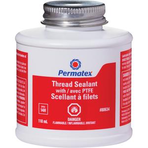 Thread Sealant with PTFE - 118 ml, White, Brush Top Bottle, '-54°C - 150°C/-65°F - 300°F