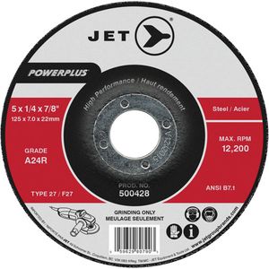 PowerPlus® Grinding Wheel - 010-LQLV037 - 7", 1/4", 7/8", 8600, 27, Aluminum Oxide, Steel, Hard, Coarse, A24R