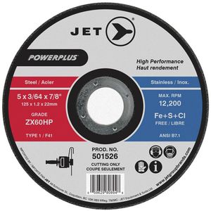 POWERPLUS Cut-Off Wheel - 4-1/2", 3/32", 7/8", 13300, 1, ZX0HP, Stainless Steel, Steel