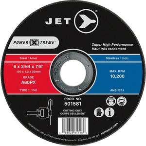 POWER-XTREME Cut-Off Wheel - 6", 3/64", 7/8", 10200, 1, A60PX, Cutting, Stainless Steel, Steel, Angle Grinders