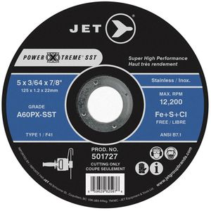 Power-Xtreme SST Cut-Off Wheel - 4-1/2", 3/64", 7/8", 13300, 1, A60PX-SST, Stainless Steel & Other Hardened Materials