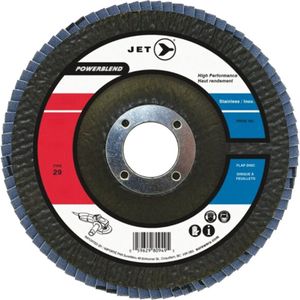 POWERBLEND Flap Disc - 010-LQLV159 - Z120, 5", 7/8", Zirconia Alumina, 29, Stainless Steel, Steel, 12,200 RPM