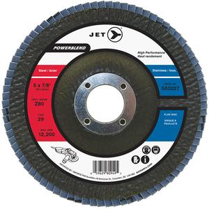 POWERBLEND Flap Disc - Z80, 5", 7/8", Zirconia Alumina, 29, Blending, Fibreglass; Fibre, Stainless Steel; Steel, 12200 RPM
