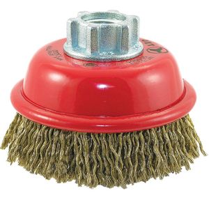 MAXI-CRIMPED Premium Crimped Wire Cup Brush - 3", 0.023", Steel, 5/8"-11NC, 1/2 - 20