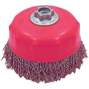 MAXI-CRIMPED Premium Crimped Wire Cup Brush - 4", 0.23", Steel, 5/8"-11NC, 8500 RPM