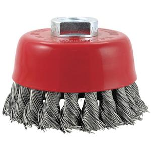 CK3201M14 High Performance Knot Twisted Cup Brush - 3", 0.02", Steel, Deburring, Cleaning, 14 mm x 2", Knotted Wire, 12500 RPM