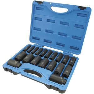 PS1912D 6-Point SAE Socket Set - 1/2", Impact, Deep, 19, 1"; 1/2"; 11/16"; 1-1/16"; 1-1/2"; 1-1/4"; 1-1/8"; 13/16"; 1-3/16"; 1-3/8"; 15/16"; 1-5/16"; 1-7/16"; 3/4"; 3/8"; 5/8"; 7/16"; 7/8"; 9/16", Black Phosphate