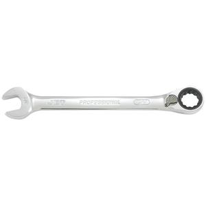 Long Pattern Reversible Ratcheting Combination Wrench - 6-5/8", 7/16", Chrome, Plain