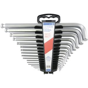 Jumbo Extra-Long Ball Nose Hex Key Set - 17, Metric, 1.3 mm; 1.5 mm; 2.0 mm; 2.5 mm; 3.5 mm; 10 mm; 12 mm; 14 mm; 17 mm; 19 mm; 3 mm; 4 mm; 5 mm; 5.5 mm; 6 mm; 7 mm; 8 mm