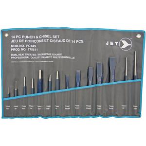 Punch & Chisel Set - 14, Cold Chisel 3/8; 1/2; 5/8; 3/4; 7/8"; Centre Punch 5/32; 1/4"; Solid Punch 1/8; 5/16"; Drift Punch 1/8; 5/32"; Pin Punch 1/16; 1/8; 3/16"