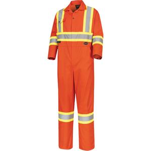 5514T Tall High-Visibility Safety Coveralls - High Visibility Orange, Silver/Yellow, 40, 62 (Tall), 64 (Tall), 66 (Tall), Poly-Cotton, Meets/Exceeds CSA Z96 Class 3 - Level 2, Men