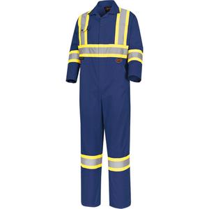 5516 Coveralls - Navy Blue, Silver/Yellow, 36, 60, Poly-Cotton, Meets/Exceeds CSA Z96 Class 1 - Level 2