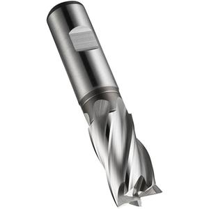 Weldon Shank End Mill - High Speed Cobalt, 16 mm, 32 mm, 4, 92 mm, 16 mm, 30°, Bright, Powder Metallurgy, 12°