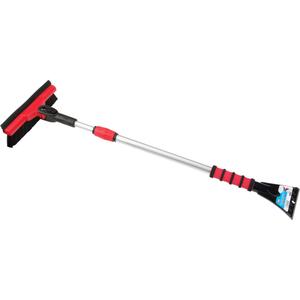 Snow Brush With Pivot Head - 52", Telescopic, Red/Black, Rubber Squeegee, 10"